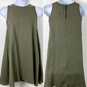 NU Construction Medium Dress Shift A Line Olive Green Tank Womens Dress
